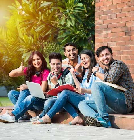 Students discussing career growth