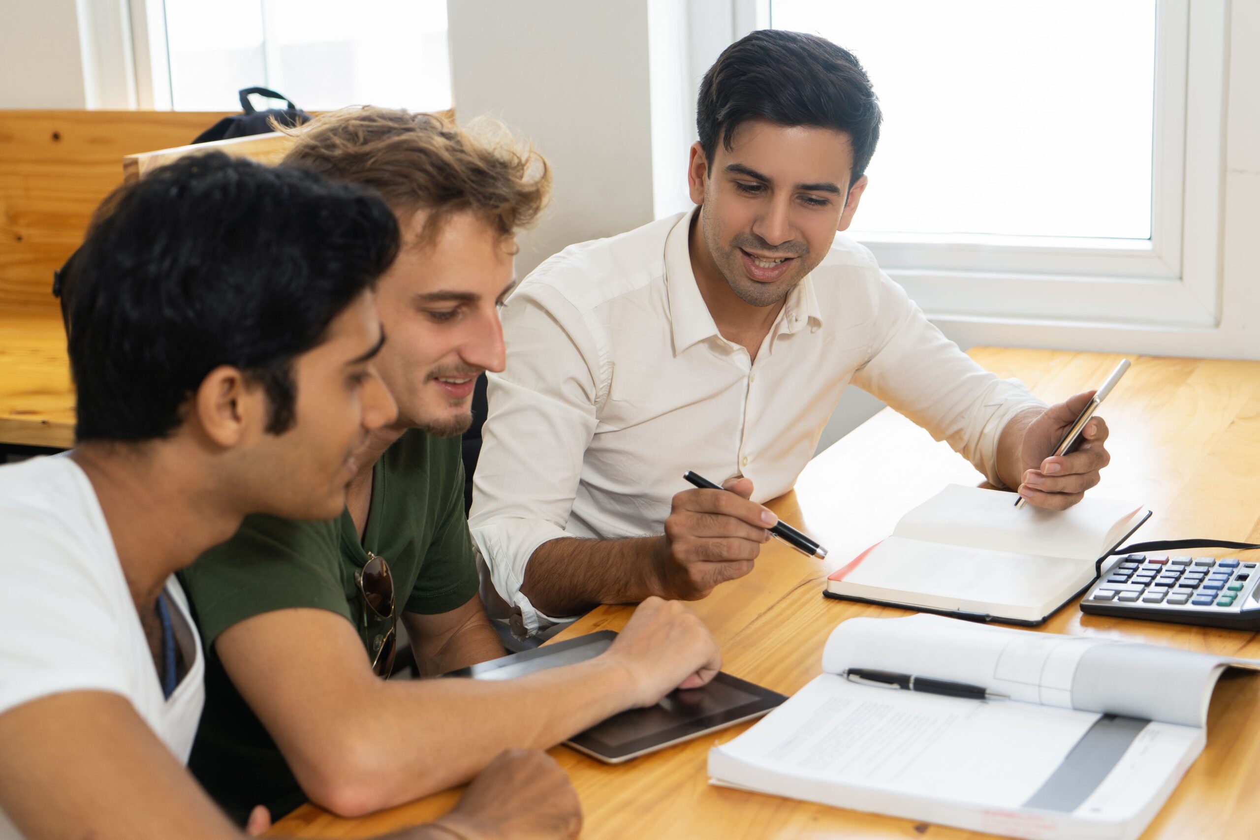 Trainer explaining banking concepts to students